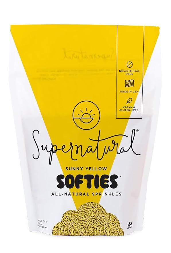 Supernatural Softies and Crunchies Sprinkles by Supernatural, Dye-Free, Made in USA, Soy Free, Gluten Free, Vegan (Sunny Yellow, 16oz)