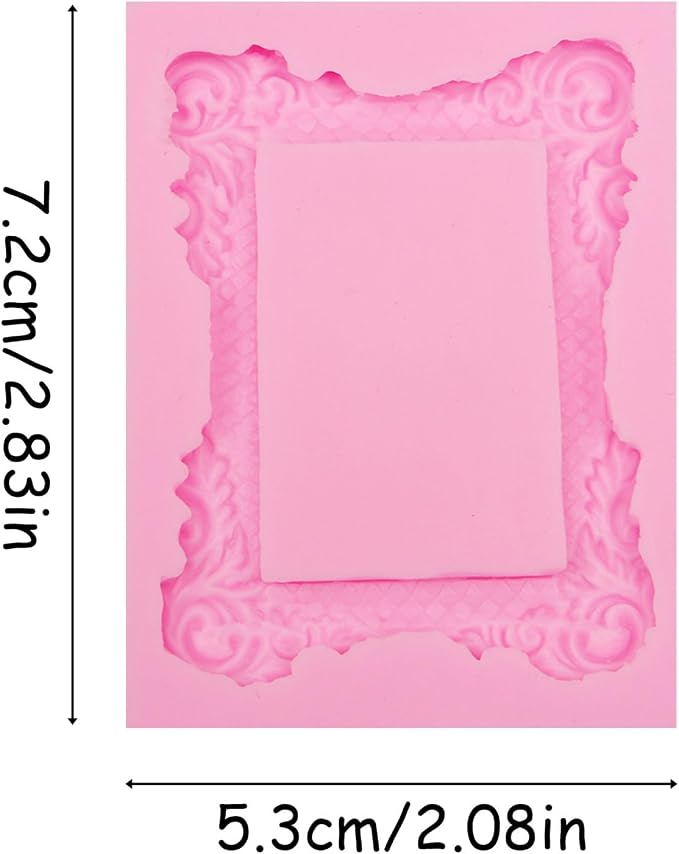 Picture Frame Silicone Fondant Molds 2 Pcs, Baroque Photo Frame Molds for Cake Decoration Candy Cupcake Topper Cake Polymer Clay Crafts Epoxy Resin Arrow Fondant Mold