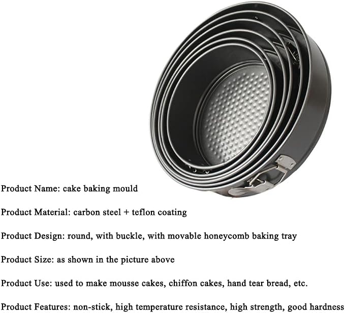 Round Bakeware With Buckle, Carbon Steel Mold, Honeycomb Bottom Cake Mold, Non-Stick Mousse Baking Tool, 12cm / 5inch