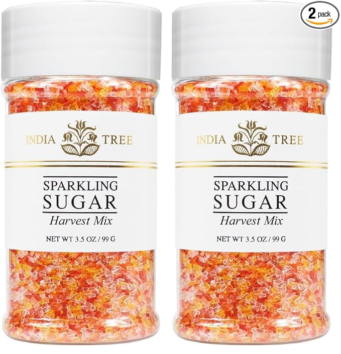 India Tree Harvest Mix Sparkling Sugar, 3.5 oz | Vibrant Fall Blend of Red, Orange, Yellow & White (Pack of 2)