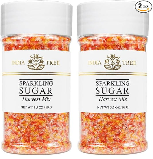 India Tree Harvest Mix Sparkling Sugar, 3.5 oz | Vibrant Fall Blend of Red, Orange, Yellow & White (Pack of 2)