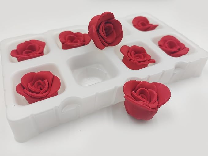 Edible Valentine's Day 8 pieces Big Red Rose Sprinkles Cake Cupcake Toppers Cookie Icing Decorations Sweet Dessert Sprinkle for Wedding Cake Decorating