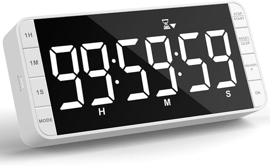 7.8" Digital Kitchen Timer with Large LED Display, Magnetic Rechargeable Countdown Timer, 5 Alarms & 4 Volume Levels, 99H Count Up/Down Timer for Cooking, Classroom & Study