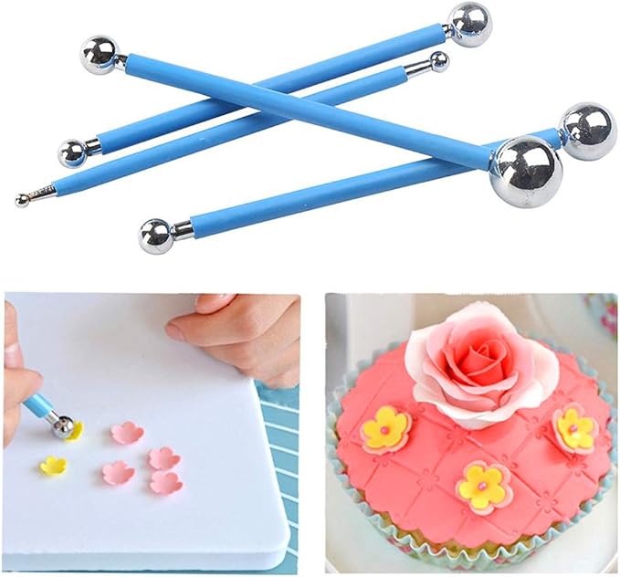4pcs Fondant Cake Pan Flower Decorating Clay Flower Sugar Craft Ball Model DIY Tool