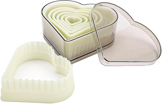 Multi-Shape Nylon Cookie Molds Round Square Star Plastic Geometry Biscuit Cutter Dough Mousse Bread Slicer DIY Bakery Utensils (Fluted Heart)