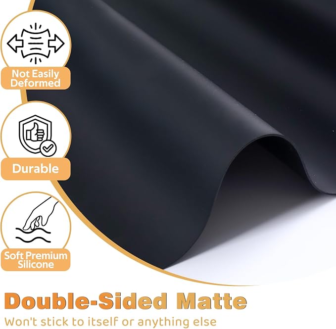 49.2" x 15.7" Large Silicone Mat for Kitchen Counter Protector, Cuttable Silicon Countertop Protector Mat Heat Resistant Mats for Countertop, Cut to Fit Placemat Ship Roll by Foepoge, Black
