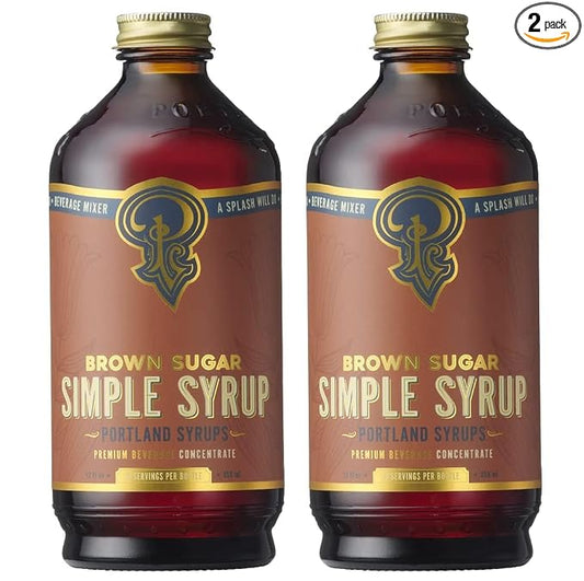 Portland Syrups Brown Sugar Simple Syrup - Drink Mix for Crafting Cocktails, Sugar Syrup for Drinks, Simple Syrup for Coffee, Mocktails, Baking, 12 oz, 24 Servings (Pack of 2)