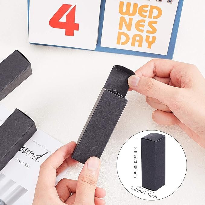 BENECREAT 50 Pack 3.4x1x1 inch Black Kraft Paper Lipstick Box Lip Balm Kraft Box for Birthday Festival, Wedding Valentine's Day, Festival Gift Packaging