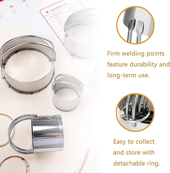 Stainless Steel Biscuit and Cookie Cutters with Handle - 5-Piece Set(1.75"~3.25"), for Professional Baking and Home Kitchen
