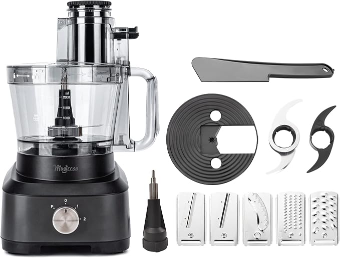 14 Cup Food Processor - XL Bowl Food Processor with Large Feed Chute, French Fry Cutter, Chop Vegetables, Slice Potatoes, Shred Cheese, Mix Dough for Family Meal Prep