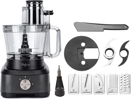 14 Cup Food Processor - XL Bowl Food Processor with Large Feed Chute, French Fry Cutter, Chop Vegetables, Slice Potatoes, Shred Cheese, Mix Dough for Family Meal Prep