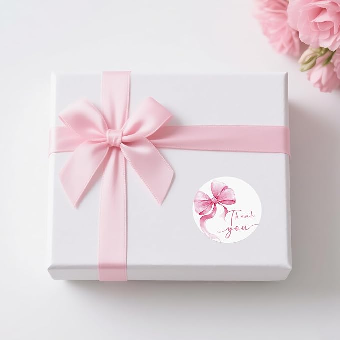 Anwyll Bow Thank You Stickers - Pink Thank You Stickers for Small Business 480Pcs 1.5In Thank You Sticker for Packaging Self Adhesive Thank You Party Favor Seal Label Sticker for Baby Shower Birthday