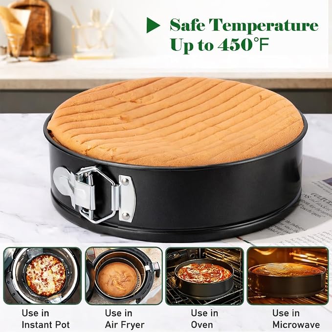 Tellshun 9 Inch Springform Pan Tin with 50pcs Parchment Paper Cheesecakes Baking Mold Round Leakproof Nonstick Removable Bottom Bakeware for Pie Cake Pizza and Quiches