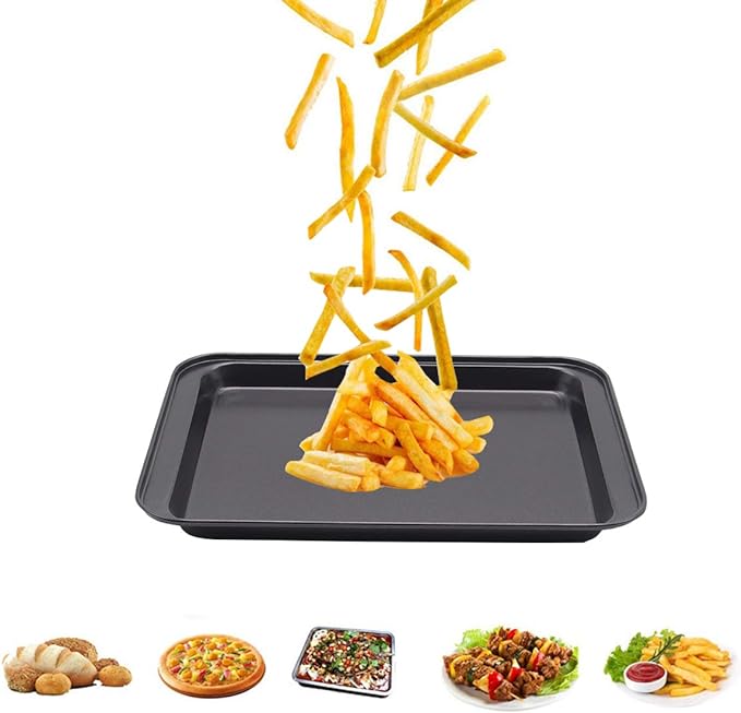 Small Baking Sheet Nonstick 9.45 X 7.09 Inch (Inner 7.5x6), 8 Inch Mini Cookie Tray Toaster Conventional Oven Pan No Warp No Rust Magnetic Bakeware for 1 to 2 person 2 Pack | Inner 7.5 X 6", Carbon Steel Mini Pan, 1- 2 Persons Use, Reheat Food, No Warp...