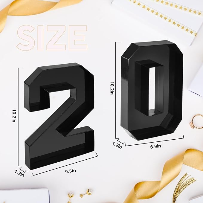 Cardboard Number for Charcuterie 20 Set Fillable Tray 10.2'' Black Charcuterie Paper Box for 20th Birthday Anniversary Party Decorations Chocolate Candy Cupcake Container