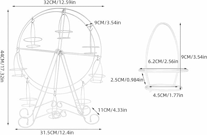 Ferris Wheel Cupcake Stand Dessert Serving Tray, Ferris Wheel Cupcake Stand for Carnival and Circus Theme Party Wedding Party Furnishing Accessories (White)
