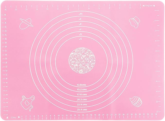 uxcell Silicone Baking Mat, 12 x 16 Inch Non Stick Pastry Mat Sheet, Counter Mat Reusable Oven Baking Mat for Pastry Rolling Dough with Measurements, Pink