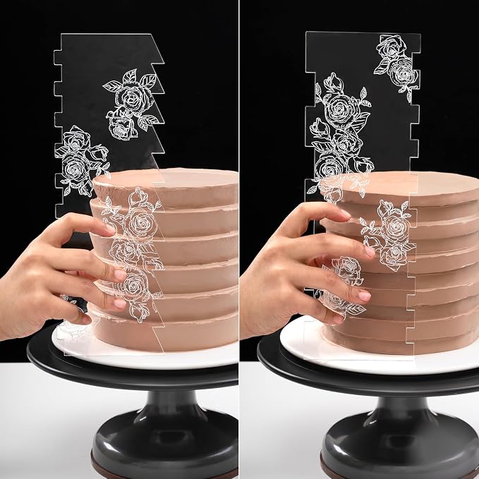 KALAIEN Cake Scraper 10 Pieces Acrylic Cake Smoother, Icing Smoother Cake Frosting Comb Scraper for Cake Decoration