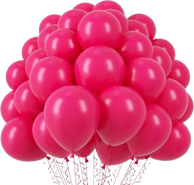 Voircoloria 110pcs Hot Pink Balloons 12inch Dark Pink Latex Party Balloons for Graduation, Wedding, Birthday, Princess Theme Party, Valentine's Day, Baby Shower, Anniversary Party Decorations