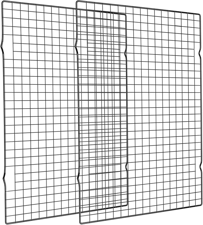 Briout Cooling Rack for Baking, 2-Pack 16x10 Inches Baking Rack, Thick Wire Cookie Rack for Cooking, Roasting, Grilling, Drying, Oven Safe, Fits Half Sheet Pan, Black