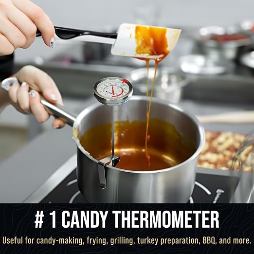 CRAFT911 Candy Thermometer with Pot Clip - Deep Fry Oil Thermometer for Frying and Candle Making (Lemon)