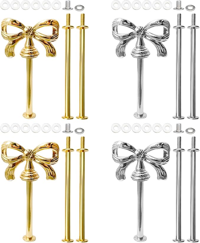 4 Set 3-Tier Cupcake Stands Hardware Handles, Metal Fruit Plate Cake Stand With Screws, Cake Stand Hardware, 3 Tier Cupcake Stands Fittings For Serving Dessert Dish Food