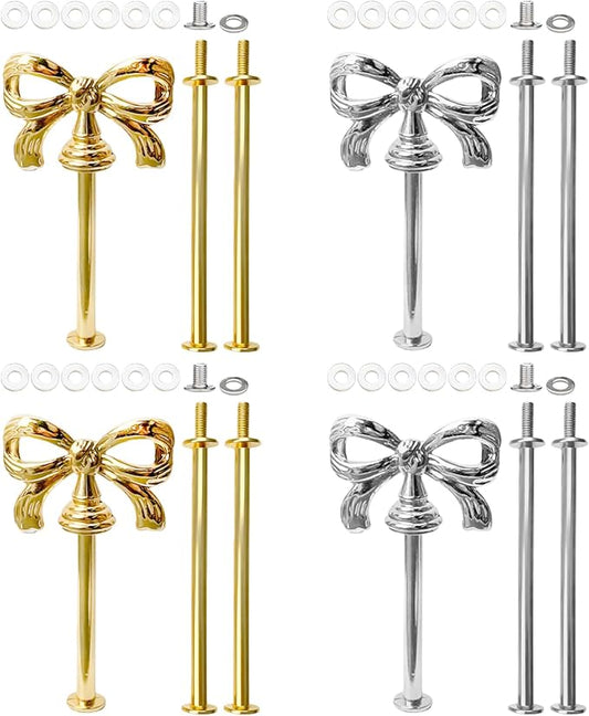 4 Set 3-Tier Cupcake Stands Hardware Handles, Metal Fruit Plate Cake Stand With Screws, Cake Stand Hardware, 3 Tier Cupcake Stands Fittings For Serving Dessert Dish Food