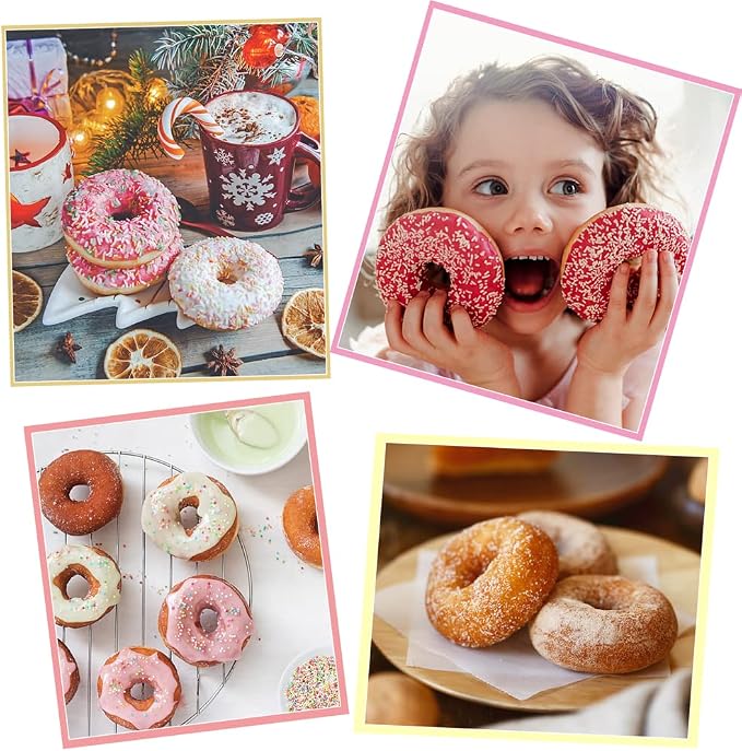 2 Pack Plastic Donut Cutters with Dipping Pliers Doughnut Mould Doughnut Maker DIY Doughnut Baking Tool Non-Stick Donut Mould Cake Mould Pastry Tools Biscuits Doughnut Hole Cutters