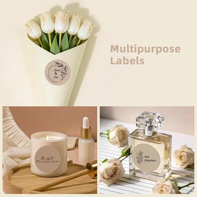 500 Labels/Roll 2" Gradient Brown Round Thermal Labels, Waterproof Circle Blank Thermal Sticker Compatible with Direct Thermal Label Printers for DIY Logo Designs, Thank You, Small Business