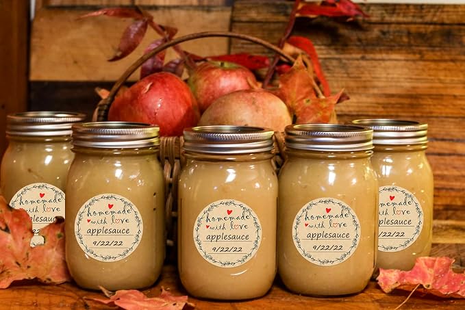 2" Homemade With Love Stickers, Kraft Jam and Jelly Jar Canning Labels With 2 Lines for Writing, Mason Jar Labels for Bottles, 500 per Roll