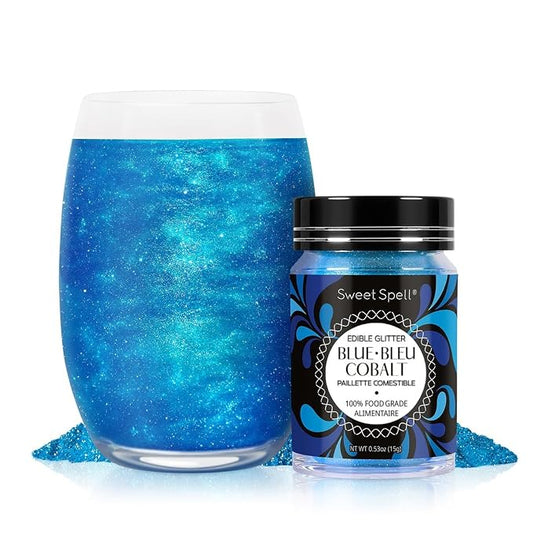 Sweet Spell Edible Glitter (15g) - Shimmer Sparkles for Drinks, Cakes, Cocktails - 100% Edible & Food Grade Glitter, Vegan, Gluten-Free (Blue)