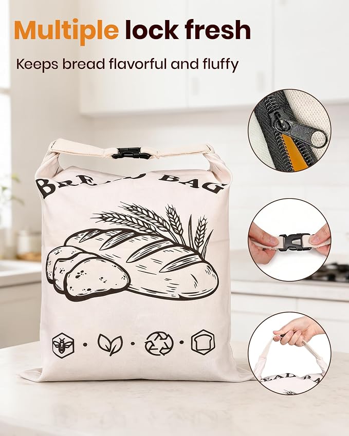 2 Pack XLarge Beeswax Bread Bags for Homemade Bread,16.75 x 13 Inch Reusable Sourdough Beeswax Bread Bags, Natural Cotton Bread Keeper to Lock in Freshness & Moisture–Eco-Friendly(Fresh)