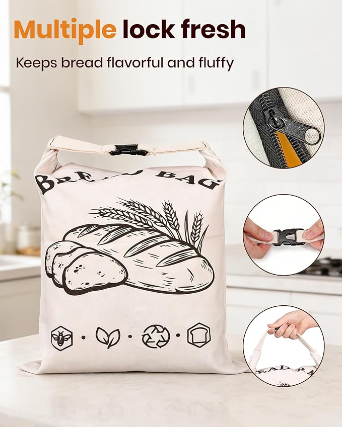 2 Pack XLarge Beeswax Bread Bags for Homemade Bread,16.75 x 13 Inch Reusable Sourdough Beeswax Bread Bags, Natural Cotton Bread Keeper to Lock in Freshness & Moisture–Eco-Friendly(European)