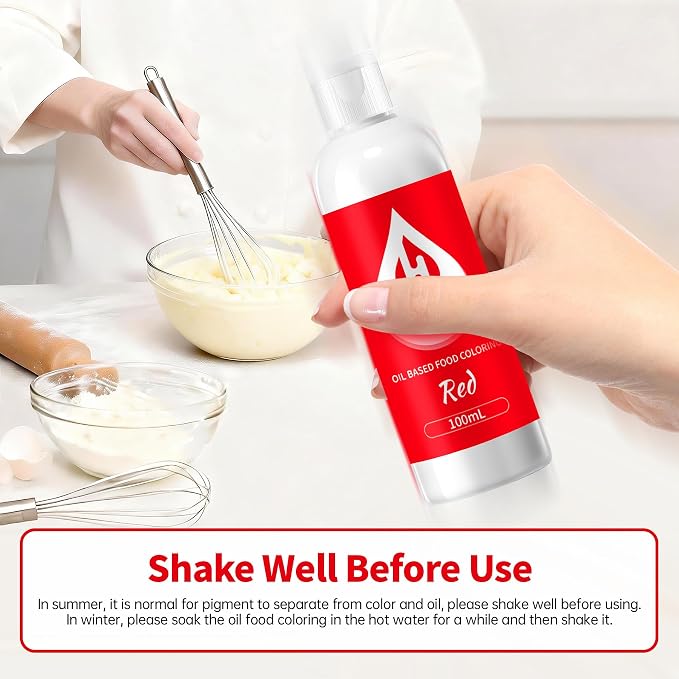 Red Oil Based Food Coloring for Chocolate – Herbeklab 100ml Professional Concentrated Oil Food Dye for Candy Melts, Chocolate, Cake Pops, Strawberries & Baking
