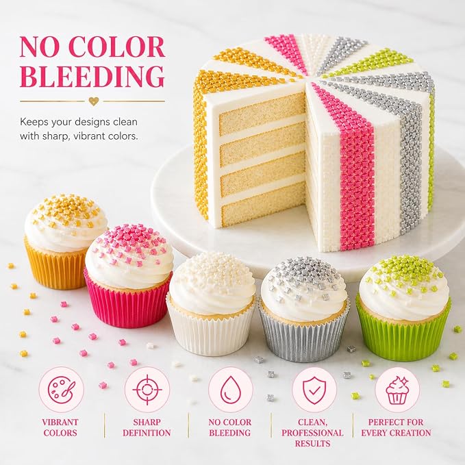 Confect Sprinkle Mix – 5-Pack Assorted Edible Sugar Tropical Summer Sparkling Sugar Crystals in Gold, Bright Pink, Silver, Parrot Green & White – Decorative Toppings for Cakes, Cupcakes & Cookies –Vegan, Gluten-Free, Nut-Free, Soy-Free, Dairy-Free, Pal...