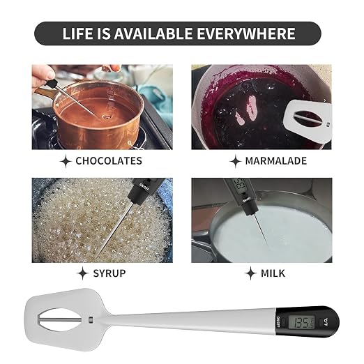 Efeng Digital Candy Thermometer Spatula Thermometer Meat Thermometer with Pot Clip & 9" Probe – Fast Instant Read Digital Food Thermometer for Candy Chocolate Jam Meat, BPA Free Silicon Frying