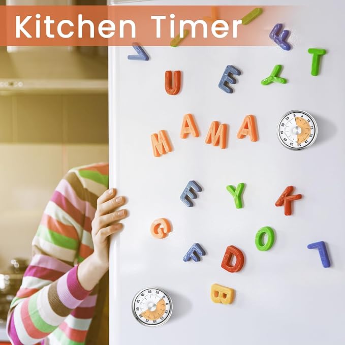 Relaxweex 6 Pcs 60 Minute Visual Timer Visual Kitchen Timer for Cooking Cook Timers Kitchen with Alarm Mechanical Class Timers for Desk Egg Countdown Chef Baking Office ADHD(White Orange)