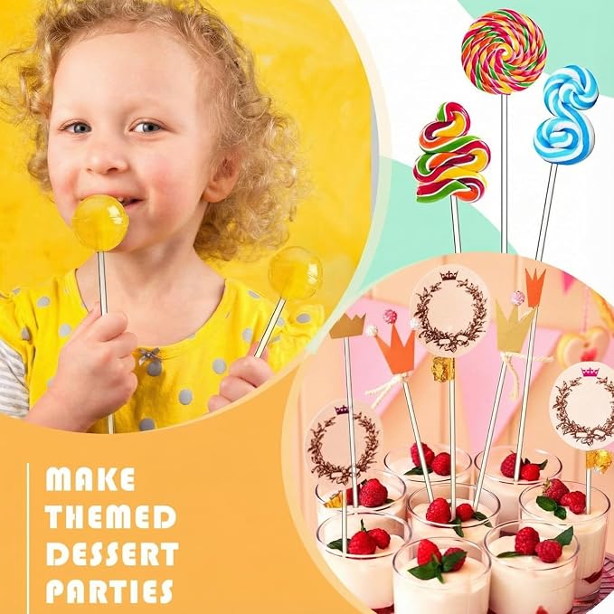 Zopeal 200 Pcs Acrylic Lollipop Sticks Clear Cake Pops Rods Cake Topper Candy Cupcake Treat Stick for Wedding Chocolate Cookie Dessert Handmade DIY Crafts Party Decor Gardening(8 x 0.12 Inches,Clear)