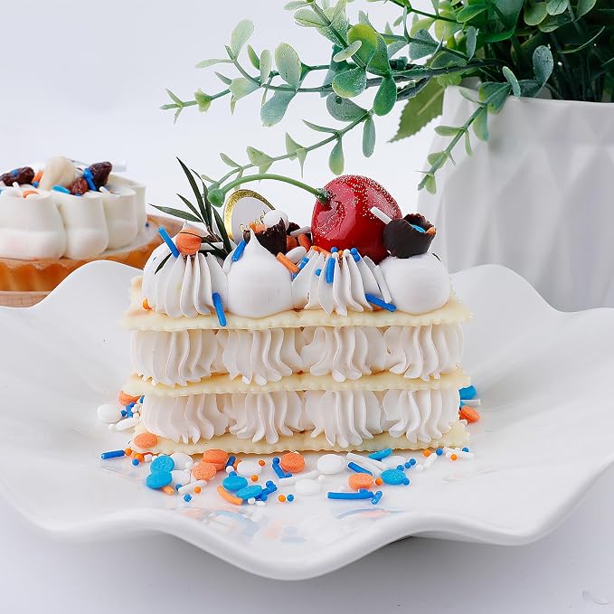 Orange Blue White Sprinkles for Cake Decorating, 4.6oz Ice Cream Sprinkles 3-Mix Nonpareils Confetti Jimmies for Cupcakes Dessert Baking