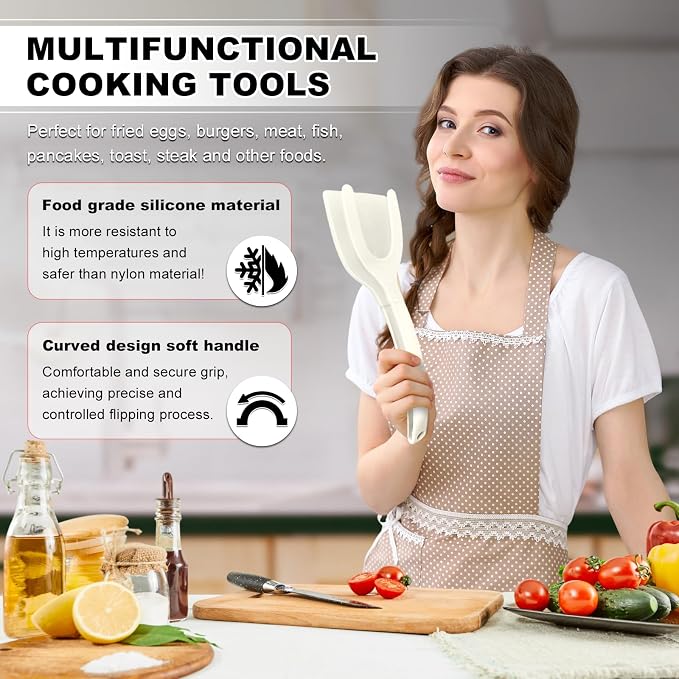 Silicone Spatula, BPA Free Kitchen Spatula, High Heat Resistant Rubber Spatulas, Ideal Kitchen Utensils for Non-Stick Pans, Sautéing, Frying, Baking, Turning and Flipping