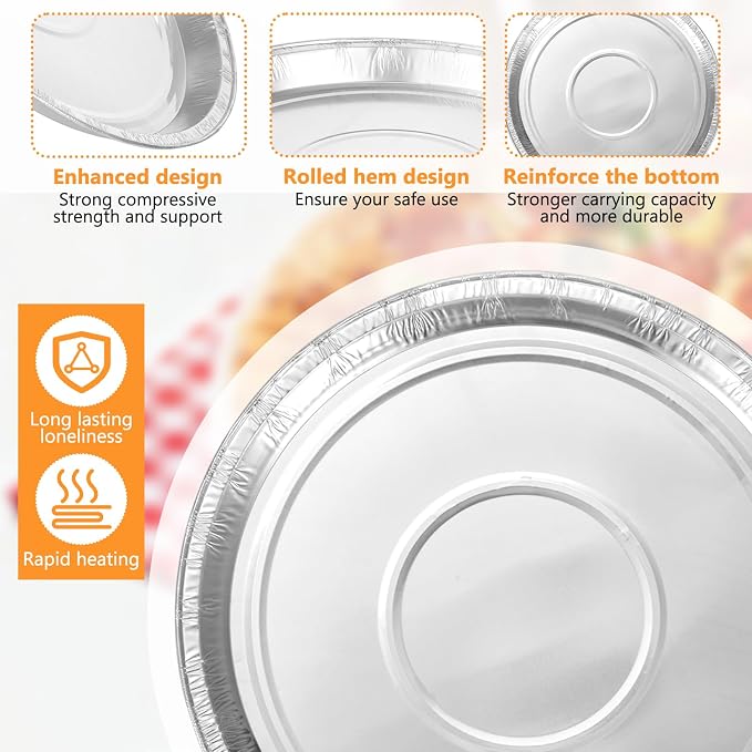 10 Pcs Disposable Pizza Pans - 12 Inch Round Pizza Pan - Aluminum Foil Bakeware Trays, Oven Safe Bulk Set for Kitchen, Restaurant & Home Holiday Activities Accessories