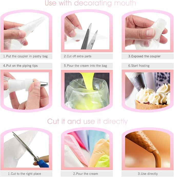 VolksRose 100Pcs Disposable Piping Bags, 16 inch Anti Burst and Non-Slip Pastry Bags, Thicken Cake Decorating Bags Icing Piping Bags for Cake Cupcakes Cookies Frosting, White