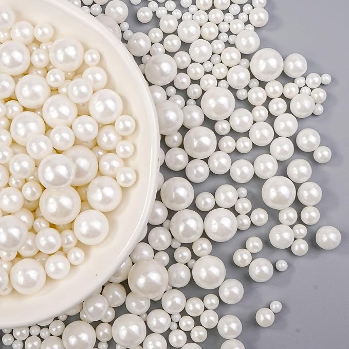 Dazzjoy Edible White Pearl Sugar Sprinkles, White Pearls for Cake Decorating, 130g/4.58oz, Candy Baking Cake Decorations, Cupcake Toppers, Cookies, Patriotic Wedding Party Valentines Supplies