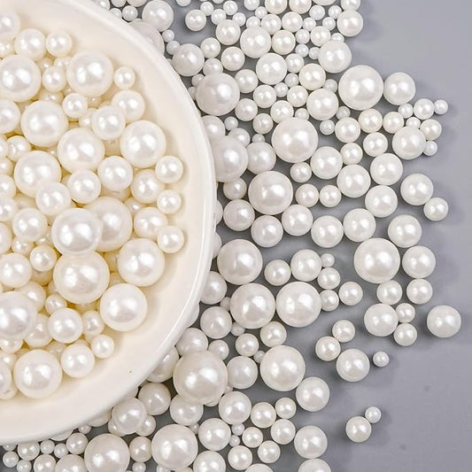 Dazzjoy Edible White Pearl Sugar Sprinkles, White Pearls for Cake Decorating, 130g/4.58oz, Candy Baking Cake Decorations, Cupcake Toppers, Cookies, Patriotic Wedding Party Valentines Supplies