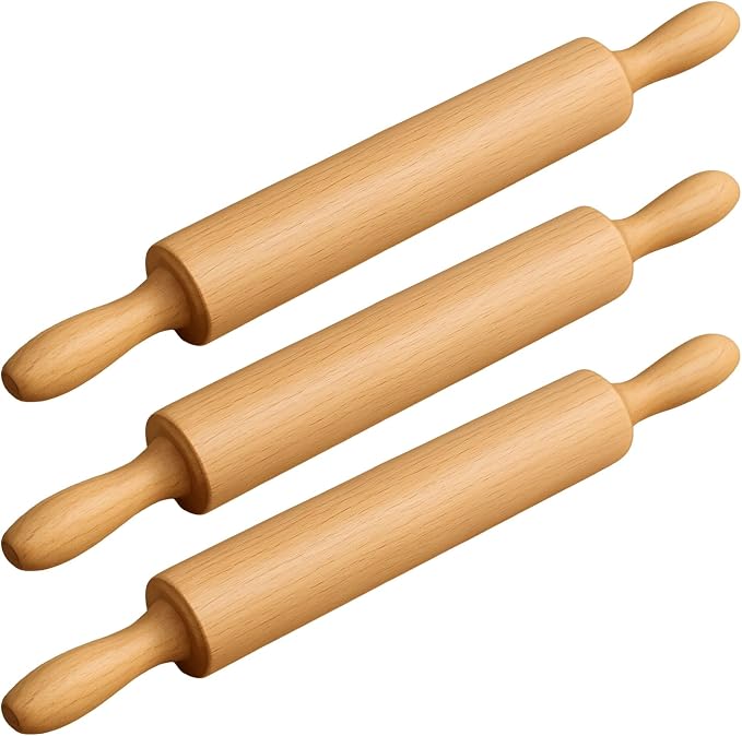 Rolling Pin for Baking Pizza Dough Non-Stick Dough Roller with Handles 18 Inches Long Baking Rolling Pin for Pizza, Fondant, Crust, Cookie & More