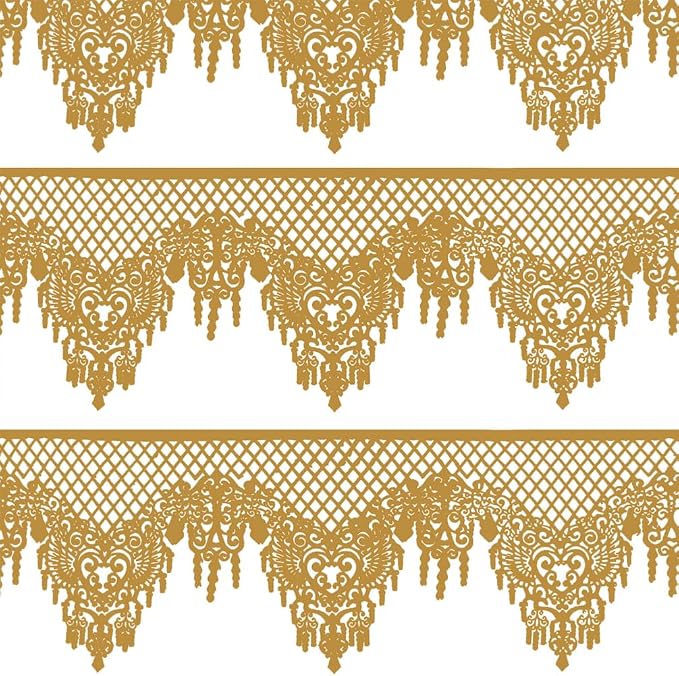 Pre-Made Edible Cake Lace Lattice Diamond Scallop Golden 12-inch 10-Piece | Large, Ready to Use