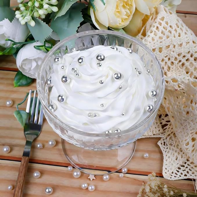 Pearl Sprinkles for Cake Decorating, 4 Sizes Edible White, Gold and Silver Pearl 130g/4.6oz, Cupcake, Ice Cream, Donuts, Macaron Toppings Supplies (2mm, 4mm, 7mm, 1cm)