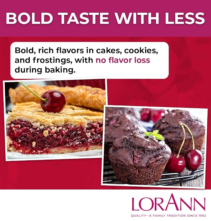 LorAnn Oils Cherry Bakery Emulsion: Authentic Flavor, Perfect for Enhancing Fruit Undertones in Baked Goods, Gluten-Free, Keto-Friendly, Extract Alternative Essential for Your Kitchen, 16 Oz