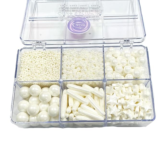 Homipooty Edible White Pearl Sugar Sprinkles 130g/4.58oz White Pearl Star Sprinkles For Cake Decorations Wedding，Cookies，Ice Cream, Cupcake Toppers, Halloween Christmas Supplies