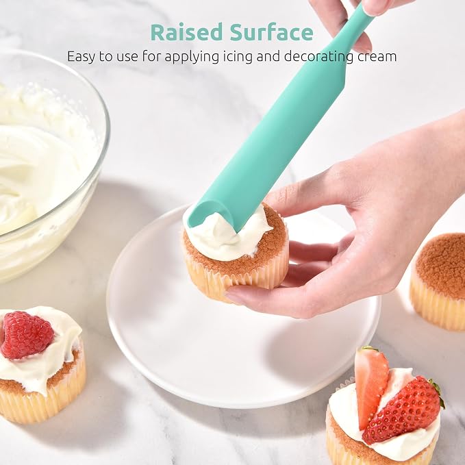 U-Taste Silicone Jar Spatula for Sourdough Starter: Long Skinny Food-Grade Jam Spreader, Sturdy Stirring Stick Bowl Scraper with Flexible Spoon Tip, Mixing Icing Tool, Peanut Butter Knife (Aqua Sky)